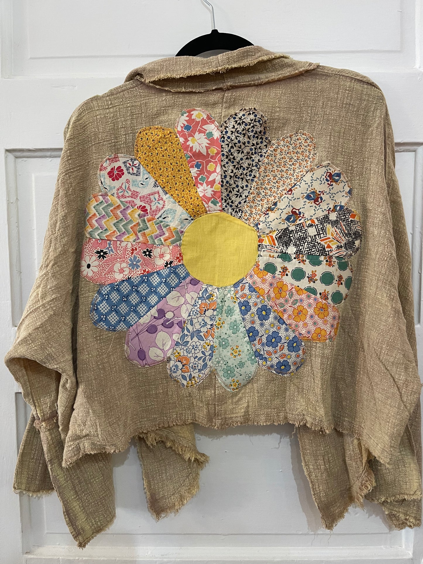 Cropped Dresden Plate Jacket - Peach & Brown