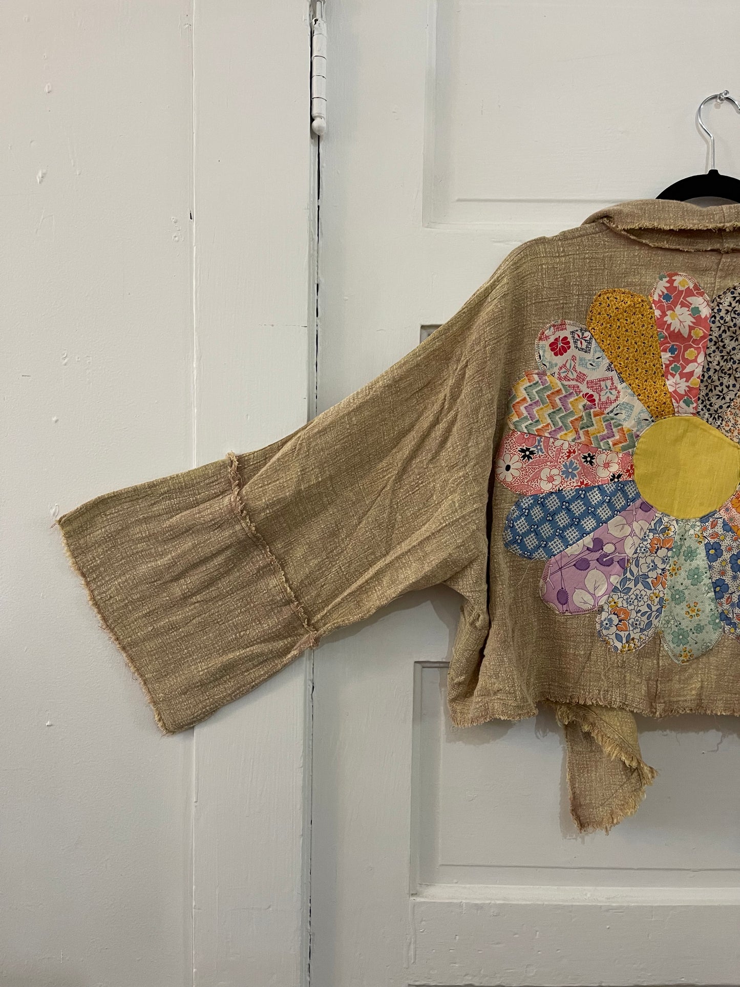 Cropped Dresden Plate Jacket - Peach & Brown